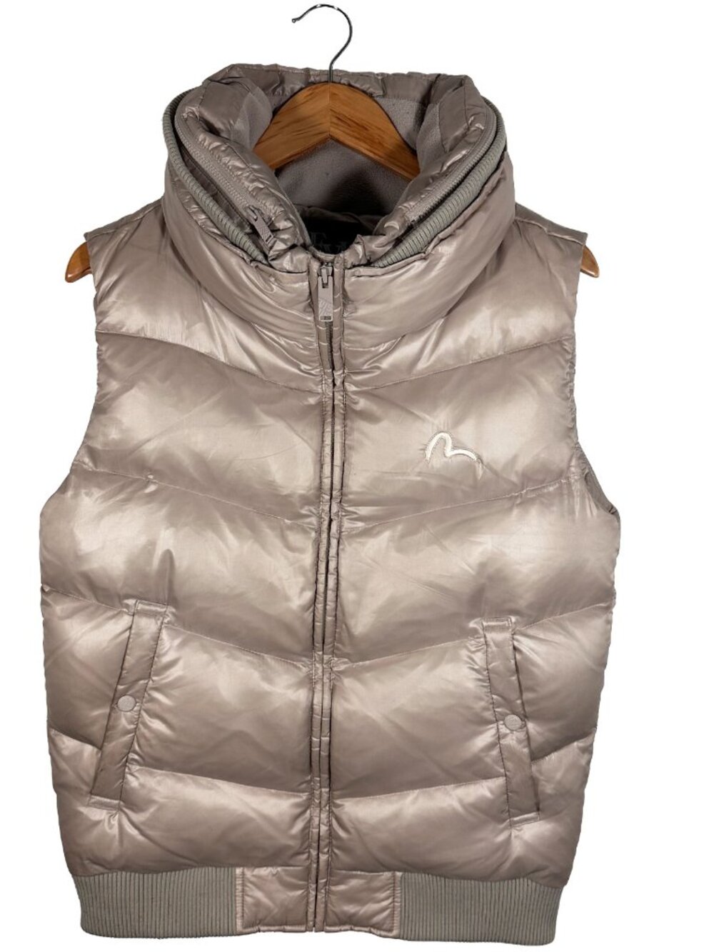 Evisu Embroidered Logo Full Zip Puffer Vest Size Mens M/L